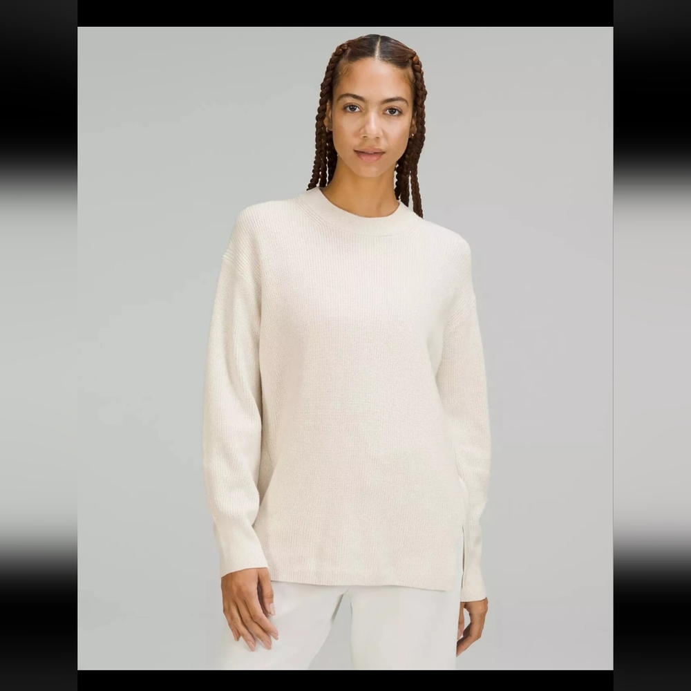 Lululemon merino wool blend crewneck sweater, white opal